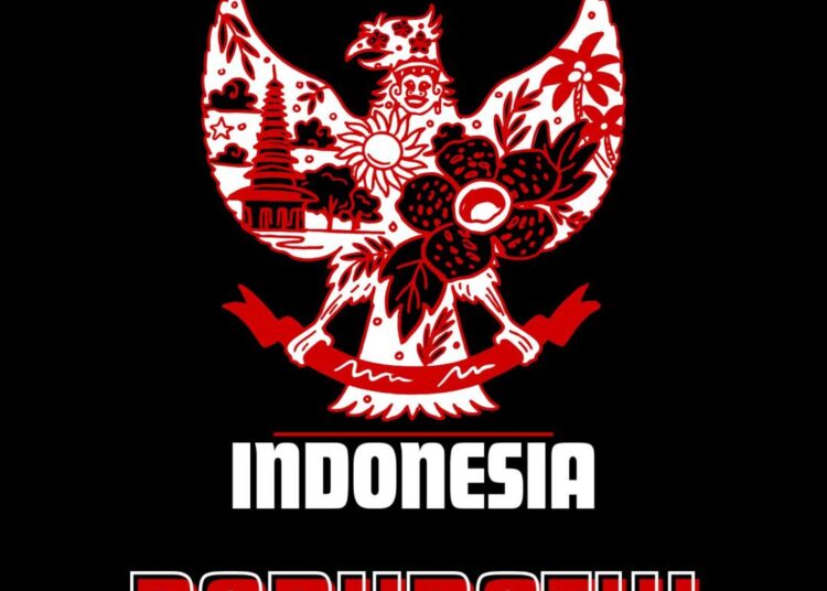Merah dan Hitam Modern Indonesia Merdeka T Shirt