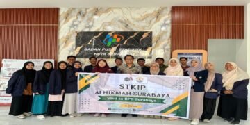 Foto: momen mahasiswa STKIP AL Hikmah foto bersama di BPS Surabaya
