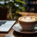 Download Close up of a laptop and coffee for free