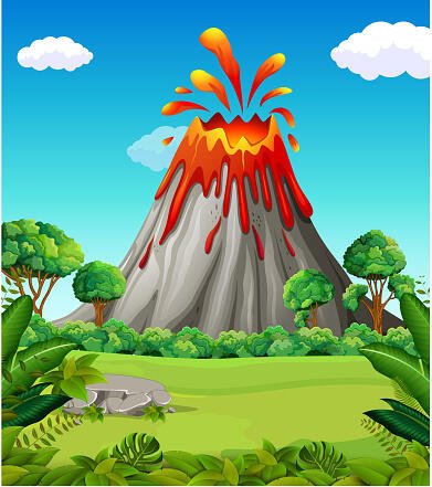 illustration of Nature scene of volcano eruption