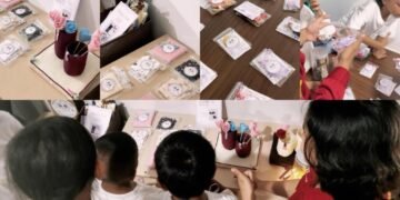 Anak-anak memasarkan hasil produk yang telah di olah