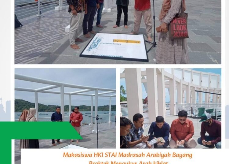 Menggapai Akurasi Ibadah: Mahasiswa Hukum Keluarga STAI MA Bayang Praktek Pengukuran Arah Kiblat di Masjid Terapung 46 Praktek Mengukur Arah Kiblat
