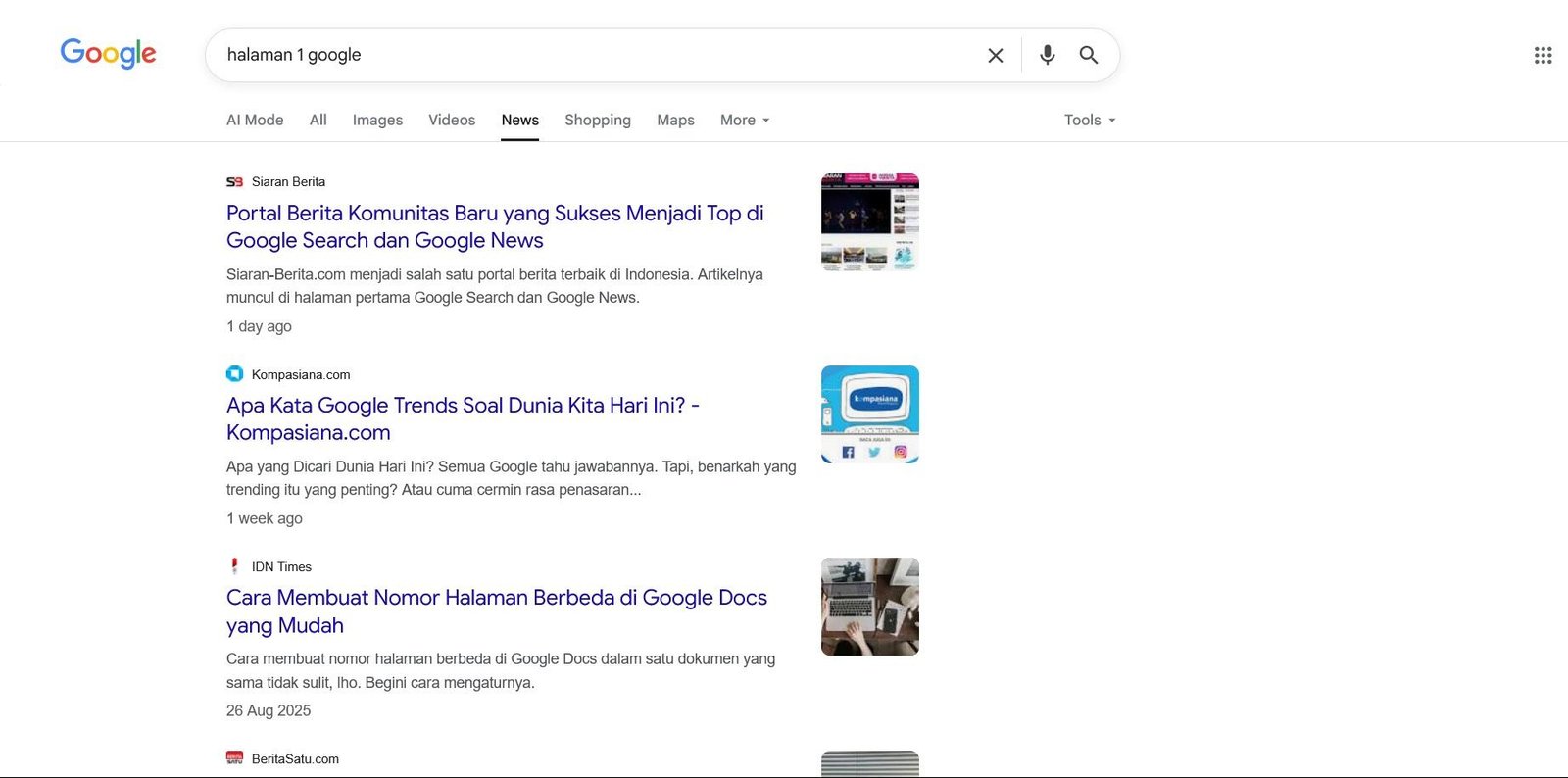 Mau Muncul Paling Atas di Halaman 1 Google? Publikasikan Press Release, Berita, atau Tulisan Kamu di Siaran-Berita.com 49 halaman 1 google news