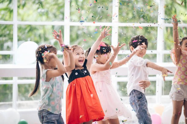 Happy child with Friendship in carnival party or Celebration Party birthday or New Year Christmas