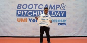 Gamma Kristian Adikurnia berfoto usai dinobatkan sebagai Juara Nasional Kompetisi Usaha Pemuda 2025 yang diselenggarakan Pusat Investasi Pemerintah Kemenkeu RI.