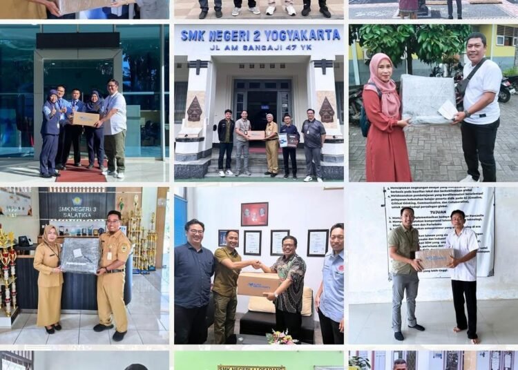 Momenn penyerahan alat peraga PLC & HMI Trainer kepada perwakilan SMK terpilih sebagai bagian dari Program Training Tour 2024.