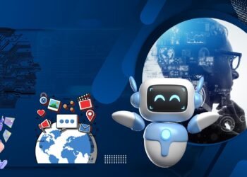 Biru Tua Modern Proses Kerja dengan AI di Era Digital Presentation 1