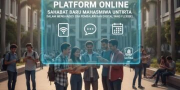 Menggambarkan mahasiswa yang belajar dengan menggunakan platfrom online