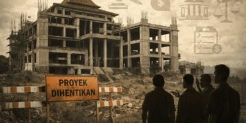 Proyek Gedung Pemerintah Kabupaten Sukabumi yang hingga kini belum difungsikan. Foto: Diilustrasikan oleh Penulis, 2025