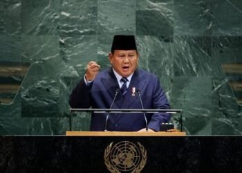 Presiden Prabowo Subianto menyampaikan pidato di Sidang Umum Perserikatan 
Bangsa-Bangsa ke-80, New York, 23 September 2025. (Sumber: Detikcom)
