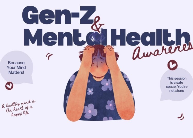 Purple and Red Illustrative Mental Health Awareness Presentation