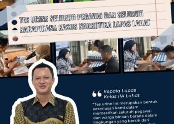 Tes urine seluruh wb narkotik dan pegawai lapas lahat