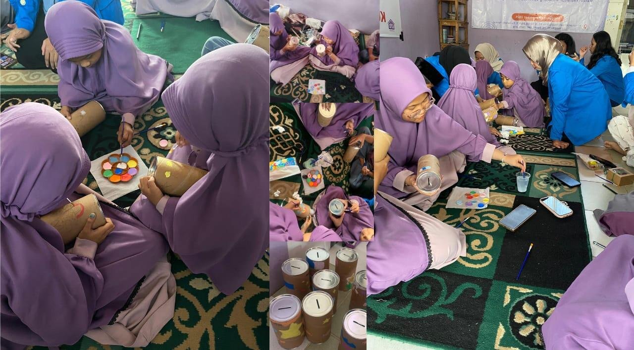 Anak-anak Griya Yatim dan Dhuafa pamulang mengikuti kegiatan melukis celengan