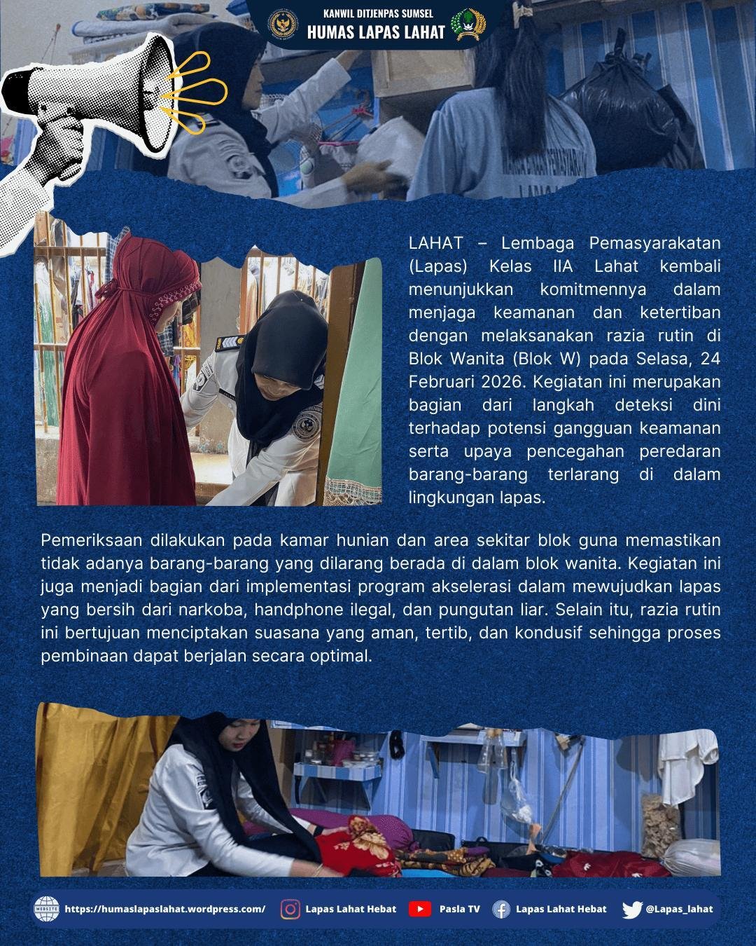 Perkuat Keamanan dan Ketertiban, Lapas Kelas IIA Lahat Gelar Razia Rutin di Blok Wanita 47 54