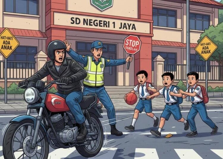Ilustrasi pengendara sepeda motor memacu kendaraannya tanpa mempedulikan lingkungan sekitar (Yusuf)