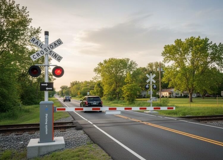 palang parkir perlintasan KA