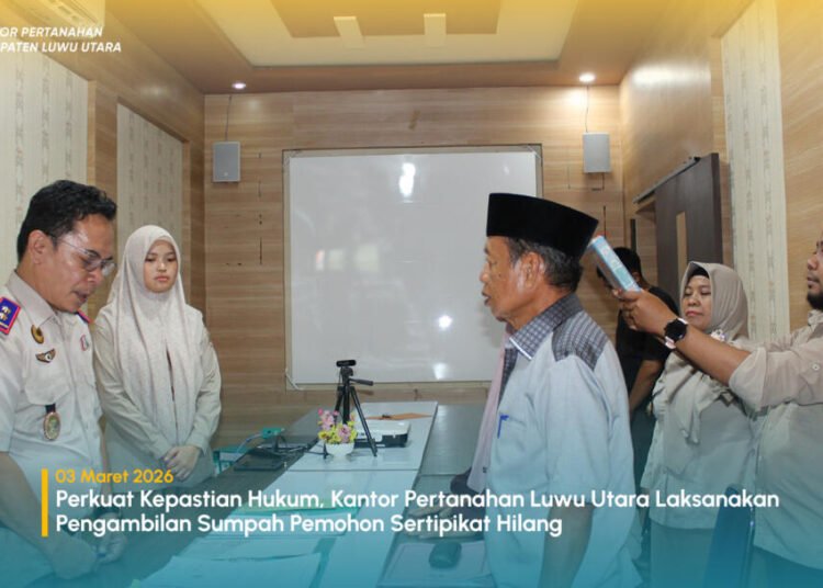 Perkuat Kepastian Hukum, Kantor Pertanahan Luwu Utara Laksanakan Pengambilan Sumpah Pemohon Sertipikat Hilang 46 030326 Berita 6
