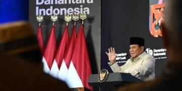 Presiden Prabowo Subianto saat menghadiri acara tasyakuran Hari Ulang Tahun (HUT) ke-1 Danantara Indonesia di Wisma Danantara, Jakarta, Rabu (11/3/2026). BPMI Setpres