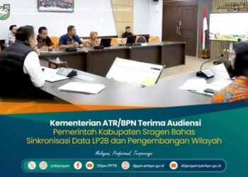 Kementerian ATR/BPN Terima Audiensi Pemerintah Kabupaten Sragen Bahas Sinkronisasi Data LP2B dan Pengembangan Wilayah
