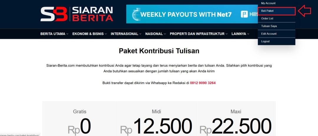 Langkah 2 beli paket siaran berita