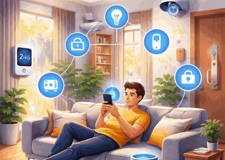 Smart Home IoT: Canggih atau Malas? Antara Kemajuan Teknologi dan Nilai Pancasila 46 Smart home lounging ilustration