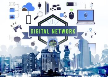 Ilustrasi jaringan digital yang menghubungkan berbagai perangkat dan aktivitas manusia, mencerminkan peran teknologi elektronika dalam memperluas akses informasi dan mewujudkan keadilan sosial di era digital. Sumber gambar: FREEPIK