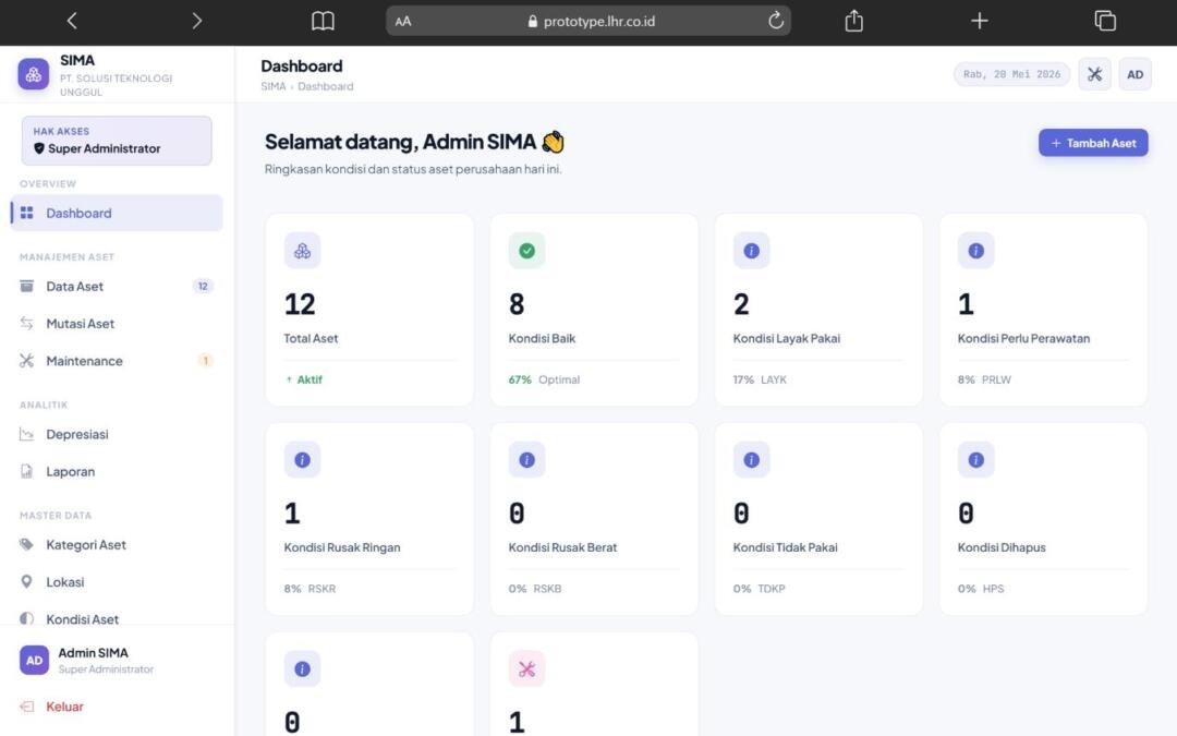 Transformasi Digital Pengelolaan Inventaris, Mahasiswa Universitas Pamulang Berhasil Bangun Aplikasi SIMA Berbasis Website di PT Solusi Teknologi Unggul 54 DashboardKP