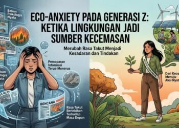 Ilustrasi gambar Fenomena Eco-Anxiety pada Generasi Z: Ketika Lingkungan Jadi Sumber Kecemasan (Sumber: Artificial Intelligence )