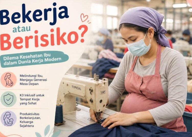 Ilustrasi dilema kesehatan ibu dalam dunia kerja modern (Sumber: Gambar generatif AI oleh penulis)