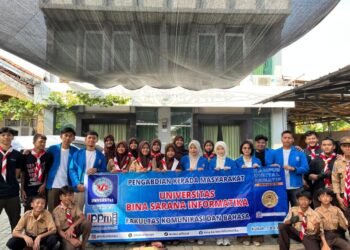Dokumentasi Mahasiswa Program Studi Ilmu Komunikasi Universitas Bina Sarana Informatika melakukan gerakan penanaman pohon di Masjid Baiturrohiim, Kelurahan Panunggangan Utara, Kecamatan Pinang, Kota Tangerang (Sumber: Dokumentasi Pribadi)