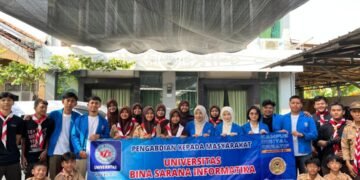 Dokumentasi Mahasiswa Program Studi Ilmu Komunikasi Universitas Bina Sarana Informatika melakukan gerakan penanaman pohon di Masjid Baiturrohiim, Kelurahan Panunggangan Utara, Kecamatan Pinang, Kota Tangerang (Sumber: Dokumentasi Pribadi)
