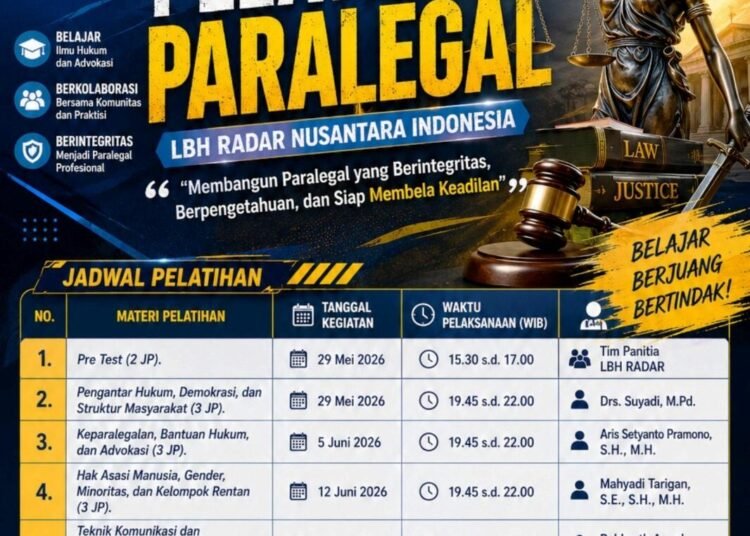 Pelatihan Paralegal LBH Radar Nusantara Indonesia Diikuti 19 Peserta 47 WhatsApp Image 2026 05 26 at 15.42.07