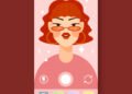 Ilustrasi penggunaan filter media sosial yang memodifikasi wajah menjadi lebih tirus, mulus, dan sesuai standar kecantikan digital.