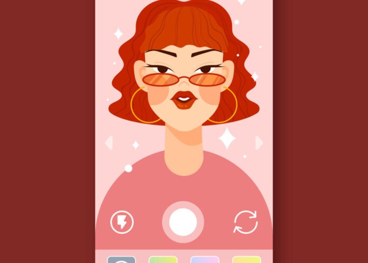 Apakah Cantik Itu Nyata? Menelaah Standar Kecantikan melalui Perspektif Konstruktivisme 46 Ilustrasi penggunaan filter media sosial yang memodifikasi wajah menjadi lebih tirus, mulus, dan sesuai standar kecantikan digital.