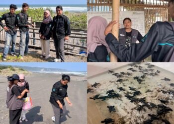 Dokumentasi Mahasiswa Program Studi Ilmu Komunikasi UNY, melakukan kunjungan edukatif ke Konservasi Penyu Pantai Pelangi dan melakukan aksi bersih pantai di Kabupaten Bantul, DIY (Sumber: Dokumentasi Pribadi)