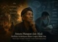 ilustrasi orang dengan hati yang bingung antara memilih akal atau tradisi