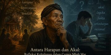 ilustrasi orang dengan hati yang bingung antara memilih akal atau tradisi