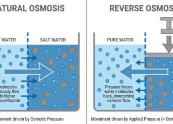 Ilustrasi Natural Osmosis dan Reverse Osmosis untuk Memfilter (Sumber: Stark Water)