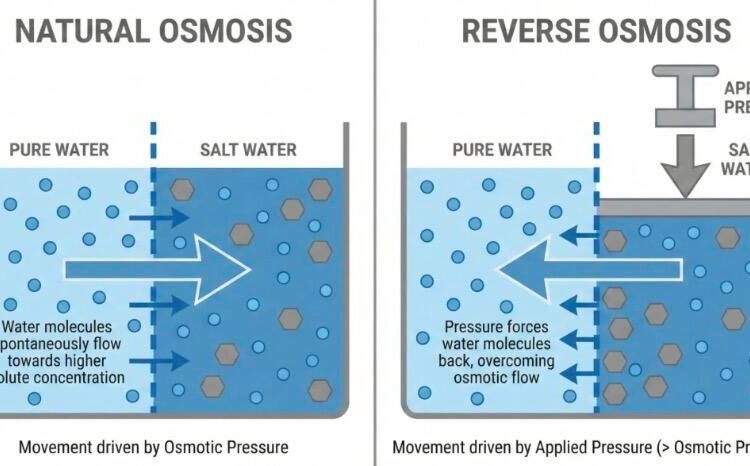Ilustrasi Natural Osmosis dan Reverse Osmosis untuk Memfilter (Sumber: Stark Water)