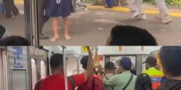 ibu-ibu diturunkan dari KRL (Foto Facebook)