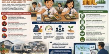 Makan Bergizi Gratis di Masa Depan: Mampukah Anggaran Triliunan Dikelola Secara Efektif? 58 Ilustrasi Program Makan Bergizi Gratis (MBG) dan tantangan pengelolaan anggaran triliunan rupiah agar tepat sasaran dan berkelanjutan. (AI GPT)