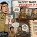 Ilustrasi kartun perangkat Desa Komis Sampang yang mengaku dicopot tanpa surat pemberhentian resmi dan mempertanyakan kejelasan prosedur administrasi serta hak-haknya.
