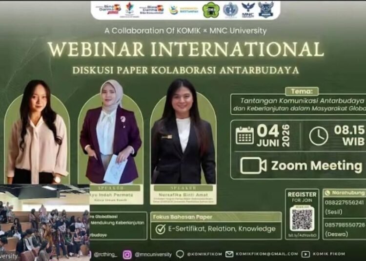 Webinar Internasional Mahasiswa: Kolaborasi Mahasiswa Ilmu Komunikasi UBD, MNC University dan UPSI Malaysia dalam Membangun Pemahaman Antarbudaya Global 46 Webinar Internasional dan Diskusi Paper Kolaborasi Antarbudaya hasil kolaborasi antara Korps Mahasiswa Ilmu Komunikasi Universitas Bina Darma dan MNC University dibawah bimbingan Dr. Desy Misnawati, S.Sos, M.I.Kom. (Foto-Istimewa)