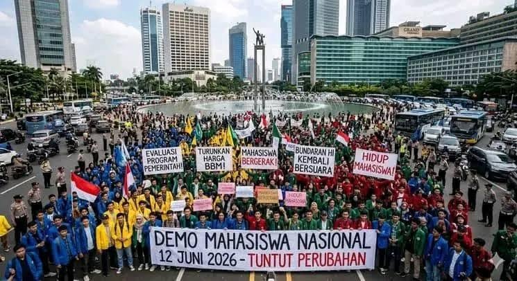 "Demo Mahasiswa di Bundaran HI: Suara Kritik Generasi Muda Terhadap Kebijakan Pemerintah." 46 images 6