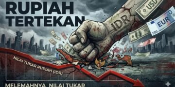 Ilustrasi : Penurunan nilai tukar Rupiah terhadap mata uang asing (Sumber : AI/Gemini oleh Google, 2026)
