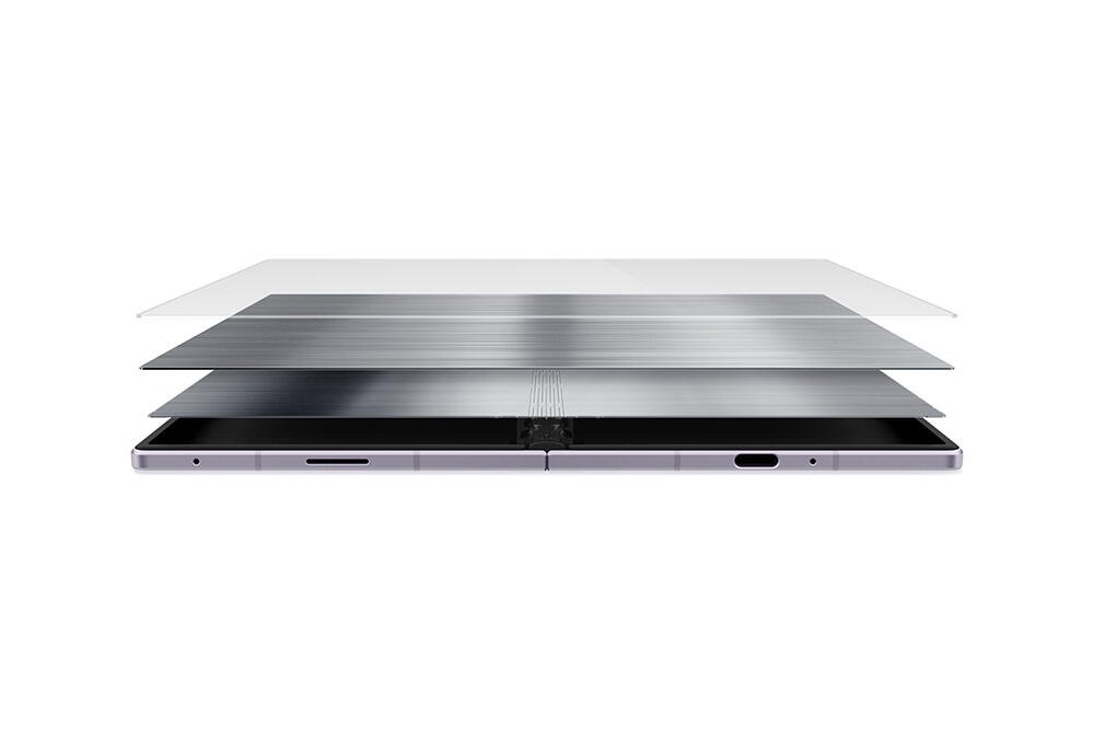 Teknologi Flex Titanium terbaru menghadirkan desain foldable yang lebih tipis sekaligus tetap tangguh berkat struktur display berbasis titanium yang lebih kuat.