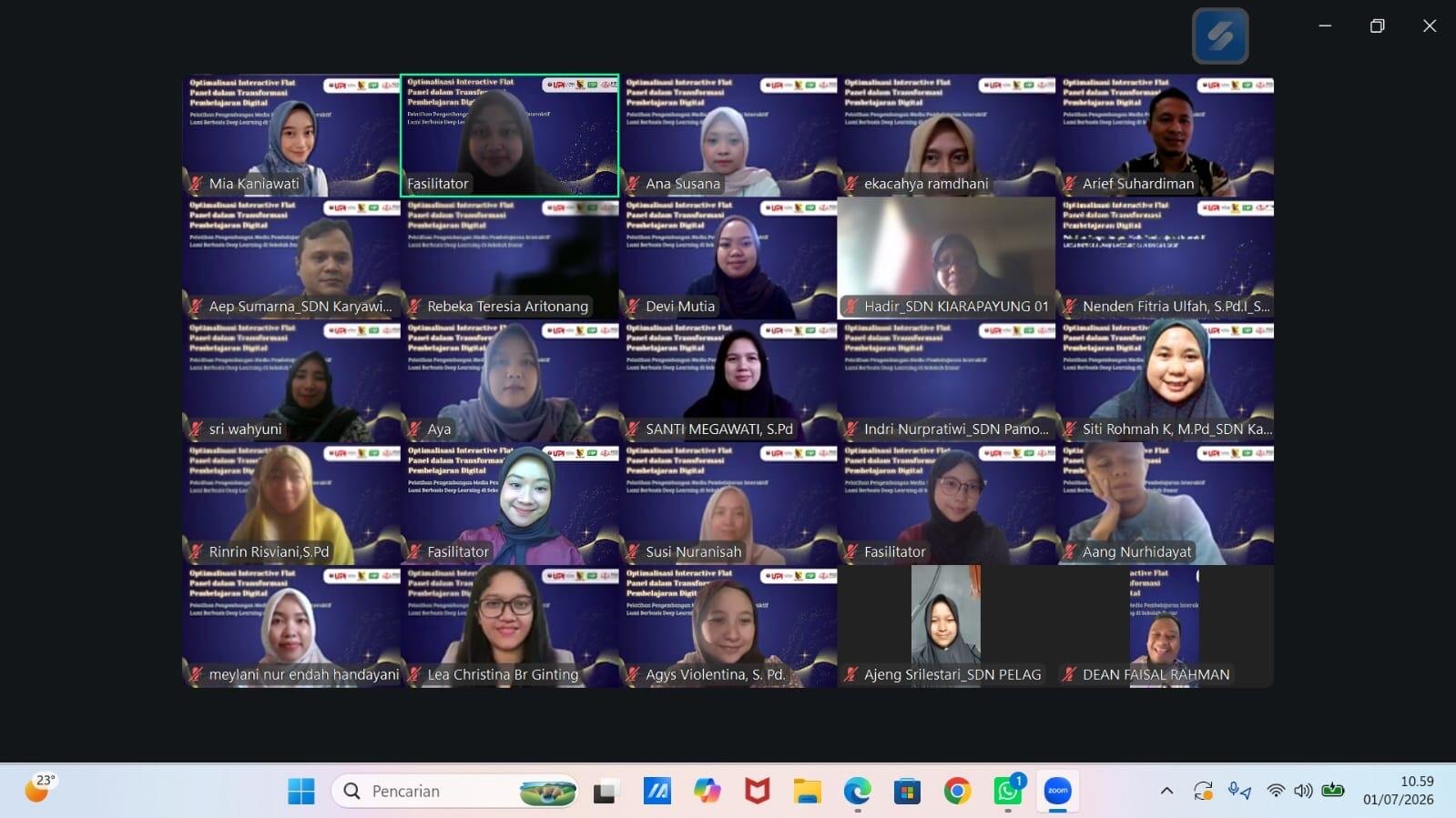 Dosen PGSD FIP UPI Tingkatkan Kompetensi Guru SD melalui Pelatihan Interactive Flat Panel dan Lumi Education di Kabupaten Bandung 47 Foto saat acara daring (Sumber: Dokumentasi Tim PKM)
