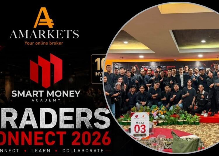 Trader Connect 2026: AMarkets Indonesia Satukan Komunitas Trader Makassar Melalui Edukasi dan Networking 46 Peserta Trader Connect 2026 berfoto bersama setelah mengikuti acara edukasi trading dan networking yang diselenggarakan AMarkets Indonesia bersama Smart Money Academy di Makassar.