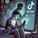 Efek FYP dan FOMO: Tren TikTok Picu Perilaku Konsumtif Remaja di Aceh Singkil 52 DALL·E 2024 12 17 09.09.07 An illustration showing a young person sitting on their bed at night scrolling endlessly on their smartphone with a TikTok logo on the screen. The r