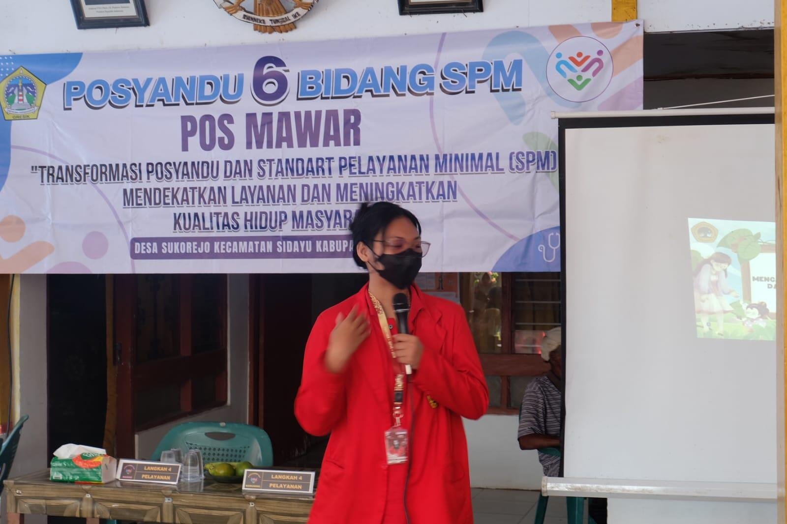 Perkuat Program PMT, Pengabdian Masyarakat Untag Surabaya Gelar Pelatihan Responsive Feeding di Desa Sukorejo 47 Foto 1. Mahasiswa Pengabdian Masyarakat Universitas 17 Agustus 1945 Surabaya (UNTAG) menyampaikan materi dalam program "Pelatihan Penerapan Responsive Feeding untuk Mengatasi Anak Susah Makan dan Mendukung Tumbuh Kembang Anak bagi Ibu-Ibu Posyandu Desa Sukorejo Kecamatan Sidayu Kabupaten Gresik" di Posyandu Desa Sukorejo, Kecamatan Sidayu, Kabupaten Gresik, Jumat (10/7/2026).